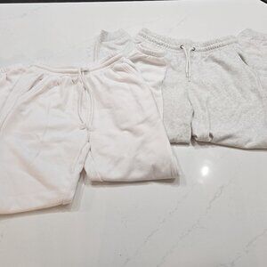 Super Soft and Comfy Gathered Sweatpants with Pockets White Heathered Gray Sz S